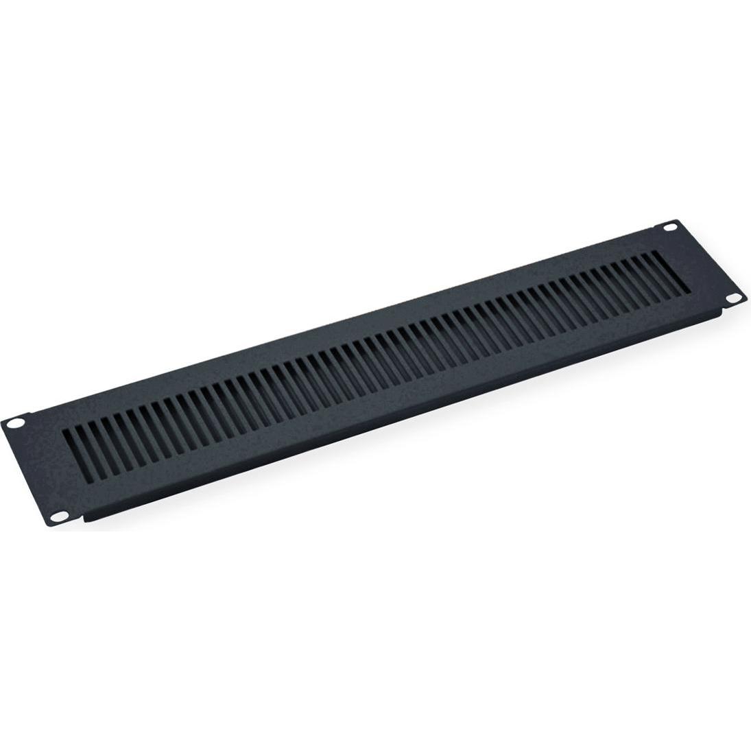 Value 19/"-Belüftungs-Frontplatte 2 HE, RAL 9005 schwarz, Serverschrank Zubehör, Schwarz