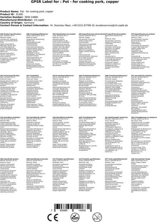 Image du produit Ich-zapfe Marmite - pour la cuisson du porc, cuivre (40 cm, Casserole, Cuivre)