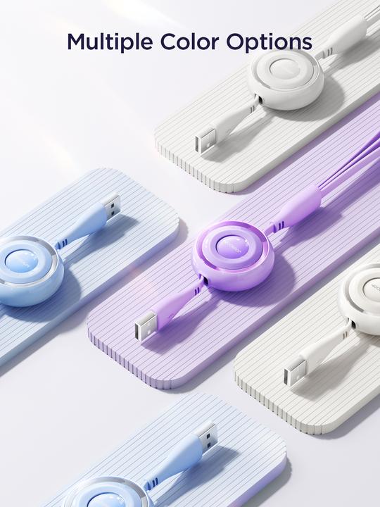 Actual product image Joyroom S-A40 Colorful Series 3in1 retractable cable USB-A to USB-C / Lightning / microUSB 1m - whit (1 m)