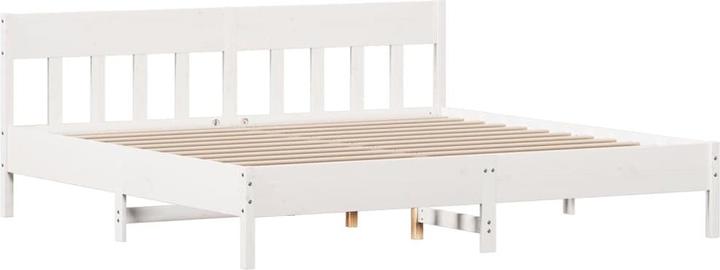 Produktbild vidaXL Massivholzbett Holzbett Bett mit Regal ohne Matratze Weiss 180x200cm (180 x 200 cm)