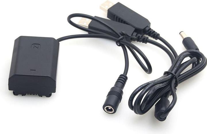Produktbild Caruba Sony NP FZ100 Volldecodierung Dummy Akku + 5V 2A duales USB Kabel (Kamera Akku)