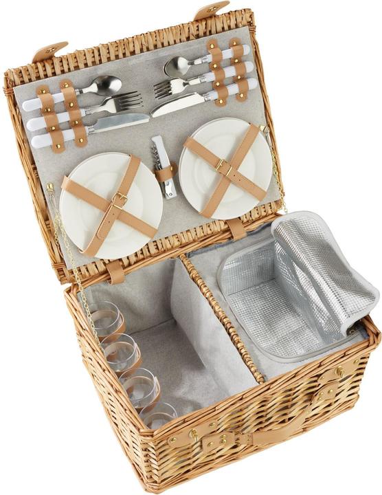 tectake Picnic basket Föhr for 4 people, with cooler compartment & accessories