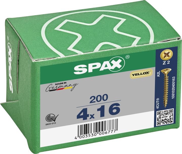 Produktbild Spax Senkmultikopf Kreuzschlitz Z2 Vollgewinde Yellox (200 Schrauben pro Stück)