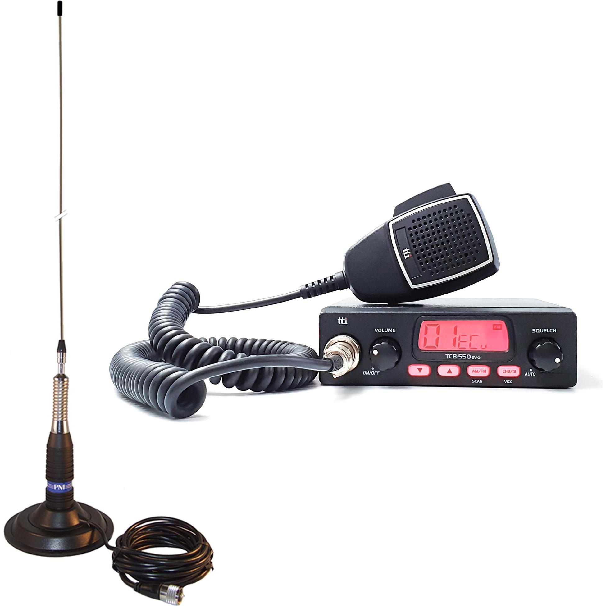 Aim TTi CB TTi TCB-550 EVO-Funkpaket, VOX, NB-Filter, 12–24 V mit PNI ML160-Antenne mit Magnet im Lieferumfa, Walkie-Tal...