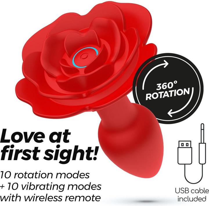 Produktbild Crushious Giulietta - Rotating Anal Rose Plug with Remote Control - Red