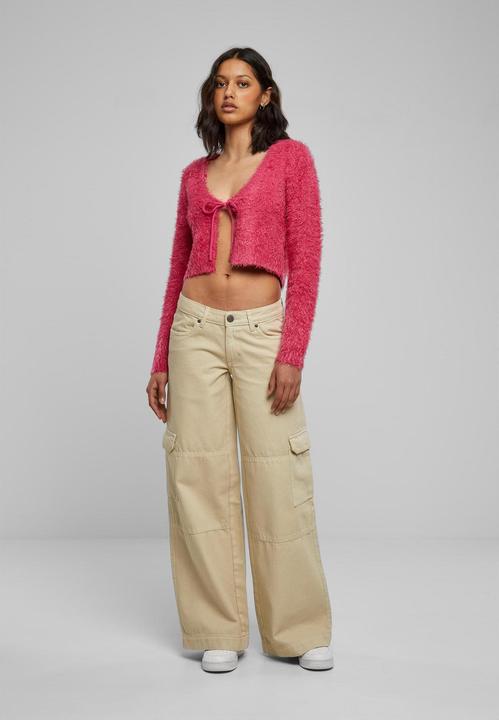 Produktbild Urban Classics Ladies Tied Cropped Feather Cardigan - 117653 (L)