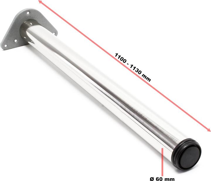 Produktbild Wiltec Edelstahl Tischbein 4er Set Möbelfuss Verstellbar Ø60mm 1100mm Nickel