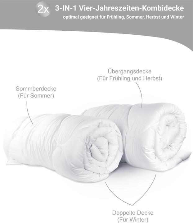 Produktbild Aspero 2 x Vierjahreszeiten-Bettdecke Dublin - 9177 (3800 g, Polyester, 200 x 220 cm)