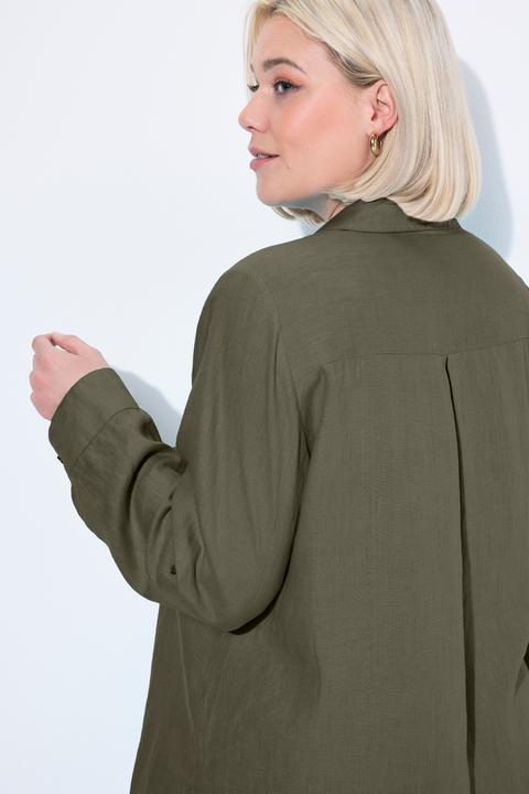 Produktbild Ulla Popken Bluse, Leinen, offener Kragen, Langarm (56)