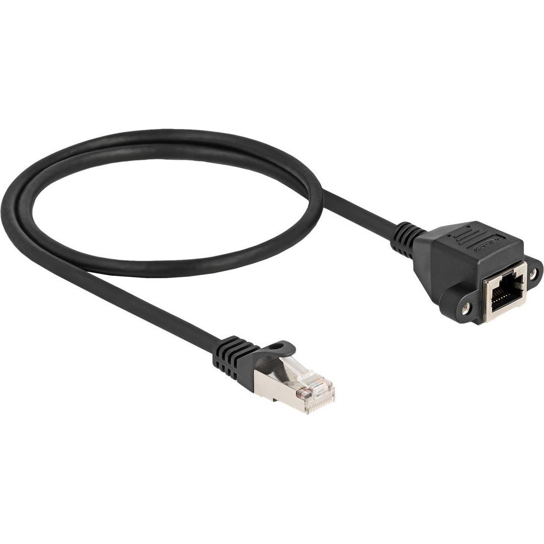 Delock Cavo di prolunga RJ50 da maschio a femmina S/FTP 0,5 m nero (S/FTP, 0.50 m), Cavo di rete