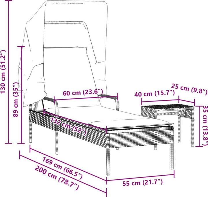 Immagine prodotto vidaXL Sonnenliege (114 cm)