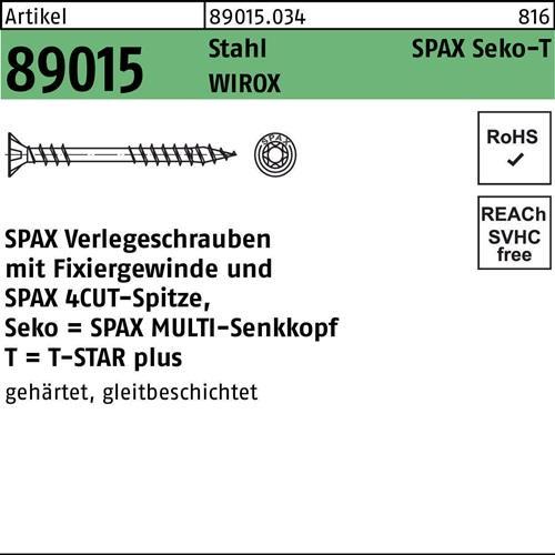 Image du produit Spax Vis de pose R 89015 Seko Filetage de fixation/pointe/T-STAR 4,5 x 60 -T20 Acier WIROX (500 Vis par pièce)