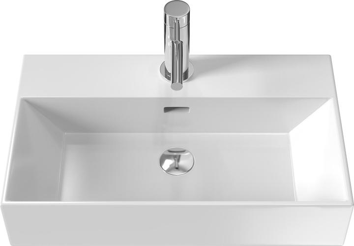 Emke Aufsatzwaschbecken Keramik Waschbecken Eckiger Hängewaschbecken Waschtisch, Modernes Design für (360 mm, 600 mm)