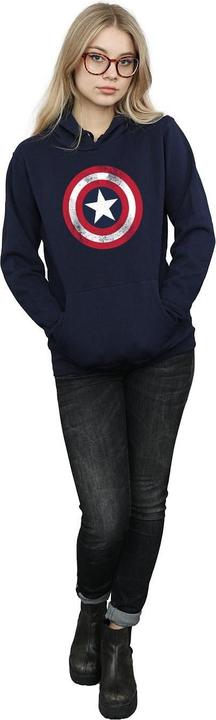 Actual product image Womens/Ladies Captain America Distressed Shield Hoodie (XXL)