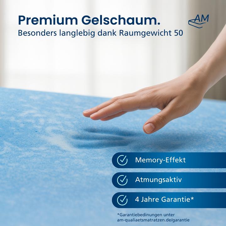 Image du produit AM Qualitätsmatratzen Gelschaum Topper, Gel Memory Foam ohne Bezug (160 x 200 cm)