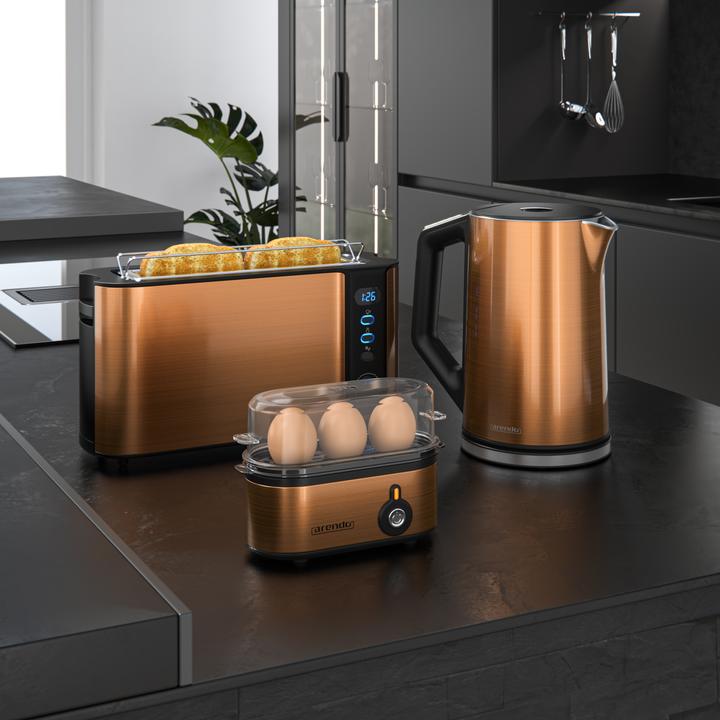 Actual product image Arendo Breakfast set, kettle 1.5l temperature selection, 2-slice toaster & egg cooker for 3 eggs, copper
