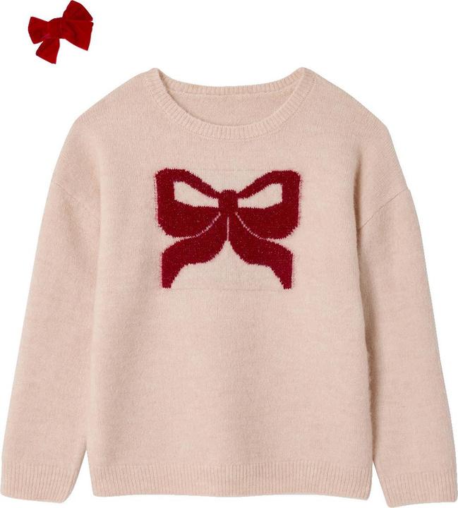 Produktbild Vertbaudet Mädchen Geschenk-Set: Weihnachtspullover & 2 Haargummis (140)