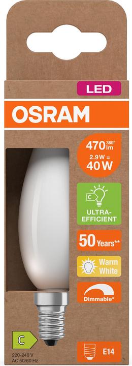 Immagine prodotto Osram 4099854066085 LED EEK C (A - G) E14 a forma di candela 2,9 W = 40 W Bianco caldo (Ø x (E14, 2.90 W, 470 lm, 1 x, C)