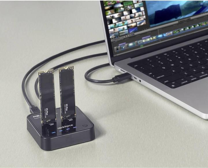 Actual product image Renkforce RF-TPCD-300 1fach Festplatten-Kopierstation M.2 PCIe NVMe, USB-C® (M.2)