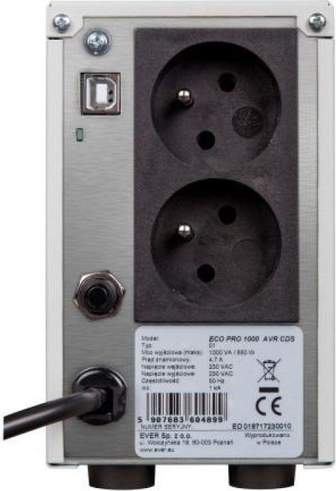 Produktbild Ever ECO Pro 1000 AVR CDS (1000 VA, 650 W, Line-Interaktiv USV)