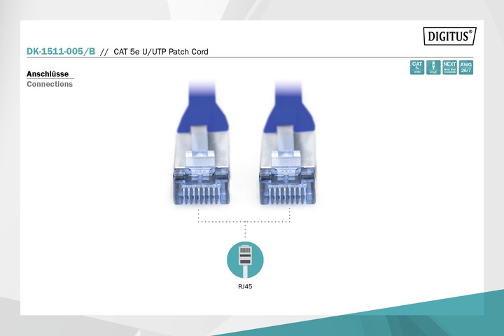 Produktbild Digitus Netzwerkkabel (U/UTP, CAT5e, 0.50 m)