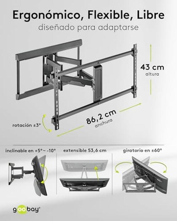 Actual product image Goobay TV wall mount Pro FULLMOTION XL, black (Wall, 90", 60 kg)