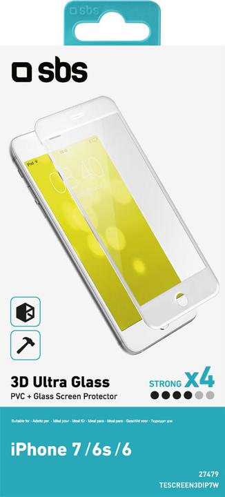 Image du produit SBS Protecteur d'écran en verre 3D pour iPhone 8/7/6S/6 (1 pièce(s), Apple iPhone 7)