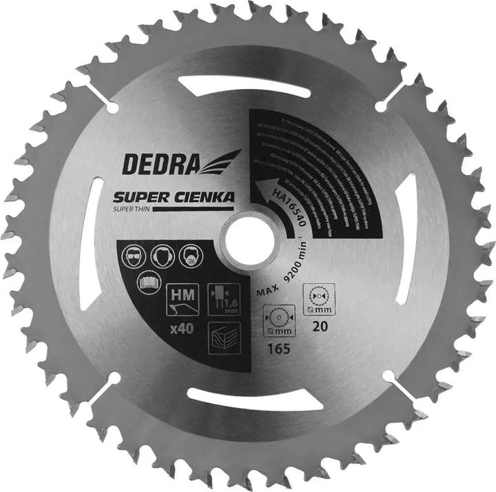 Actual product image Dedra SUPER THIN circular saw for wood 40z 165x16x1,1x1,6mm