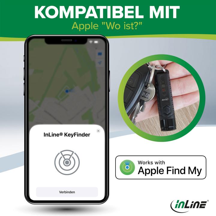 Image du produit InLine ® KeyFinder, smarter Schlüsselanhänger mit LED-Licht, 300mAh, IPX65