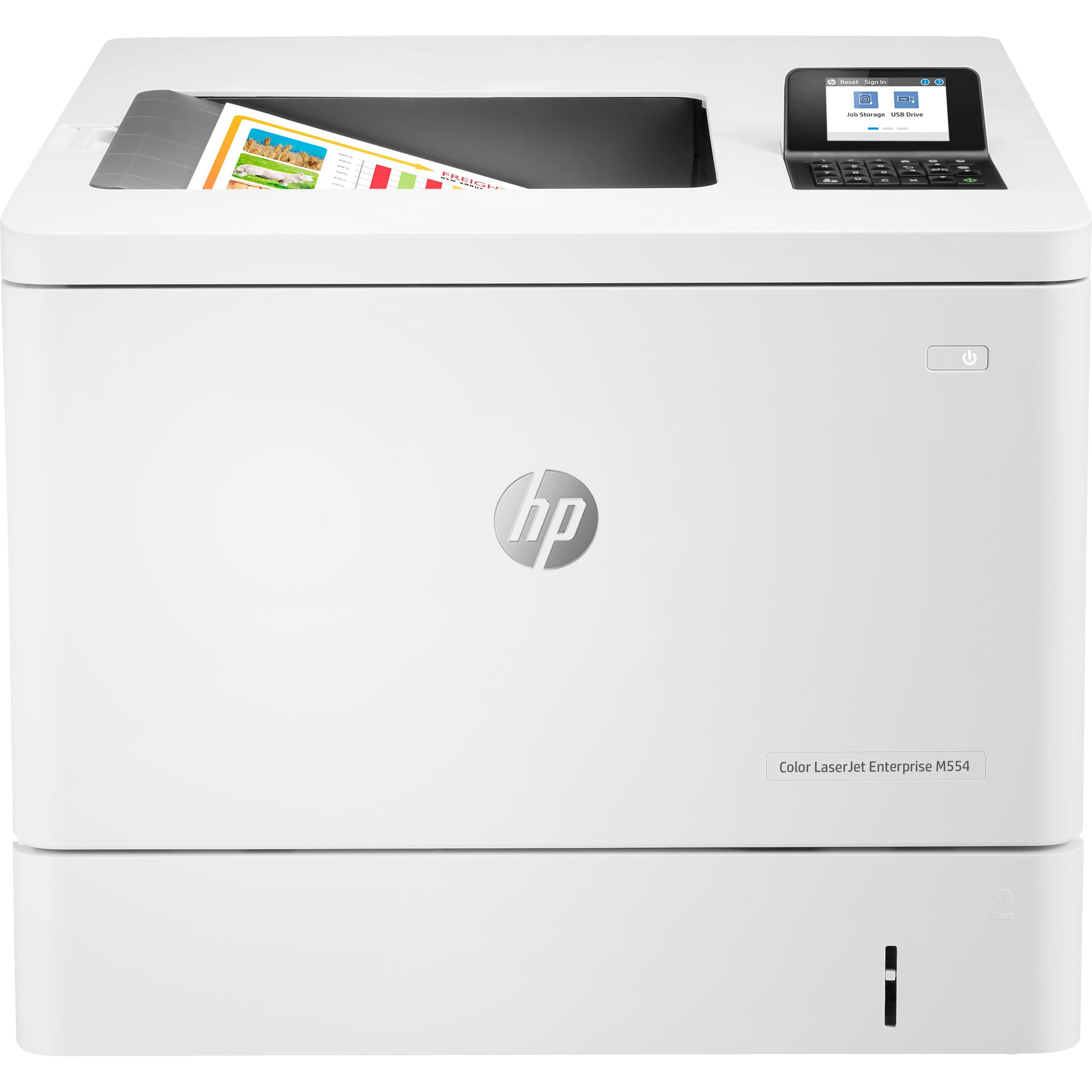 HP Color LaserJet Enterprise M554dn (Laser, Farbe), Drucker, Weiss