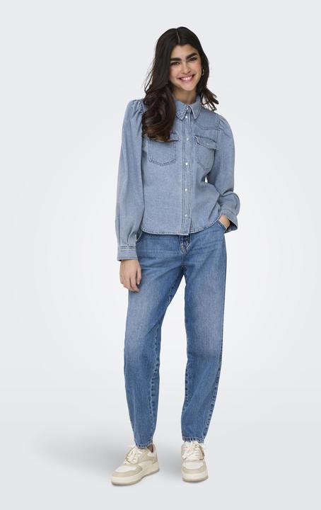 Produktbild Only Locker geschnitten Hemdkragen Puffärmel Hemd Jeanshemd (XS)