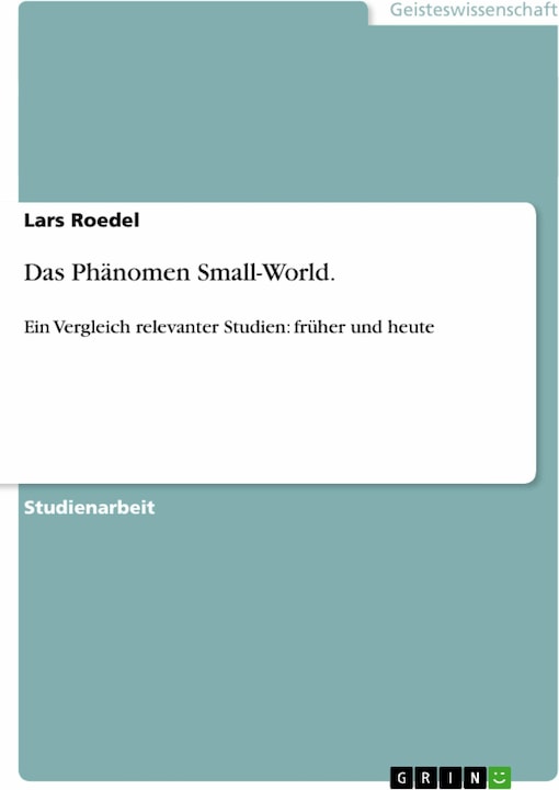 Produktbild Das Phänomen Small-World (Deutsch)