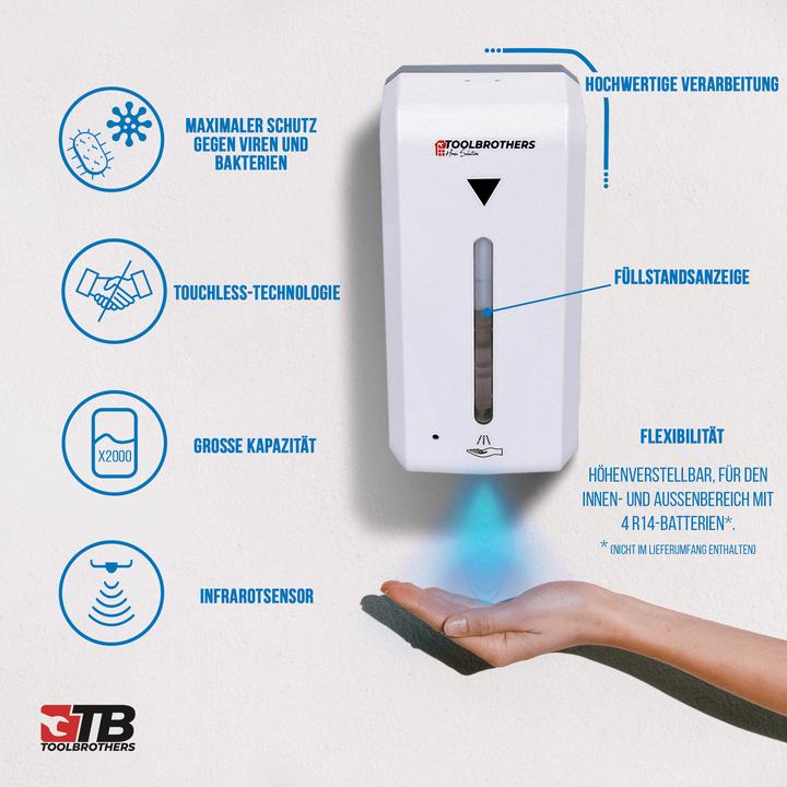 Actual product image Tool Brothers Toolbrothers contactless automatic disinfectant dispenser sensor for wall mounting, 1000ml tank, N