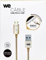 Produktbild WE C ble USB/micro USB magnétique or - nylon tressé - 1.20m (1.20 m)