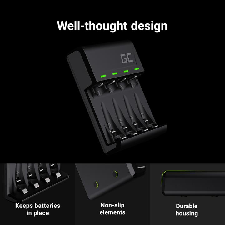 Productafbeelding GreenCell VitalCharger Set met 2x AA 2000mAh & 2x AAA 800mAh Batterijen (4 Pcs., AAA, AA, 2000 mAh, Batterij)