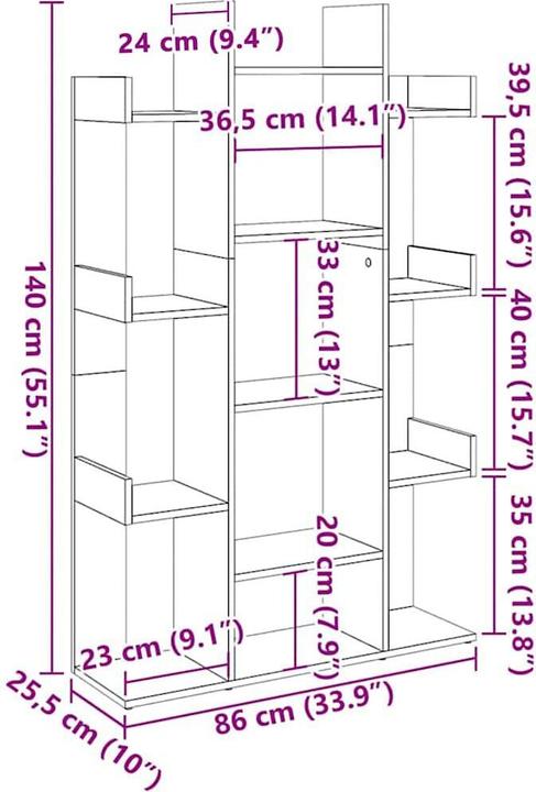 Produktbild vidaXL Bücherregal (86 x 25.50 x 140 cm)