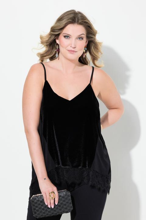 Produktbild Miamoda Top, A-Linie, Samt, Satin, Spitzensaum (56)
