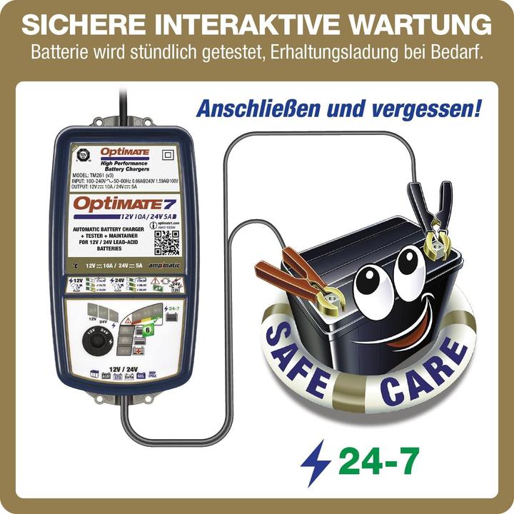 Produktbild Tecmate 7 batterij tester-lader 12v-24v 10a-5a (12V, 24V, 10 A)