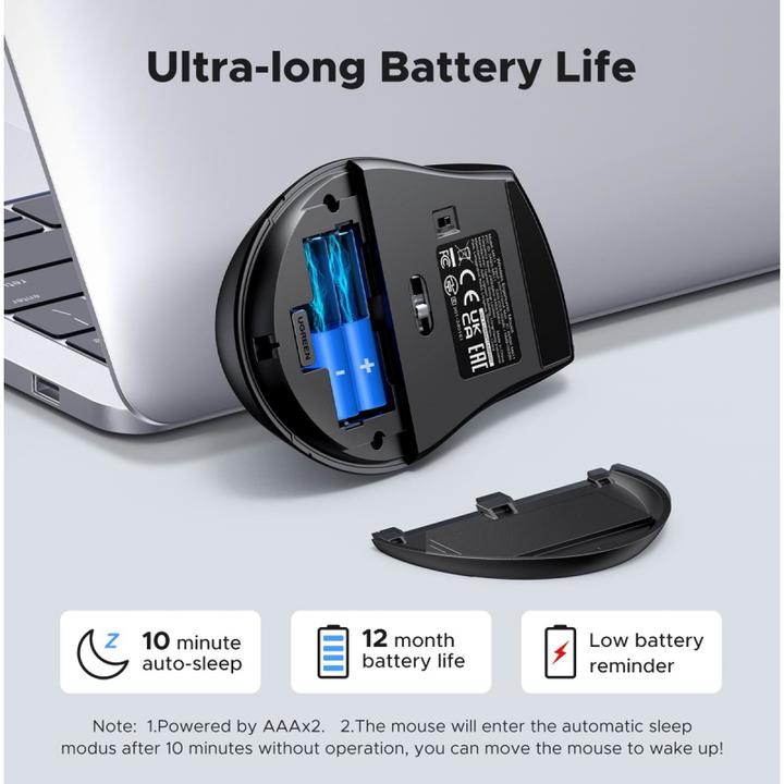 Image du produit Ugreen - Wireless Mouse M511 (45012) - 2.4G, Ergonomic Design, 6 Buttons, 800/1200/1600DPI - Black