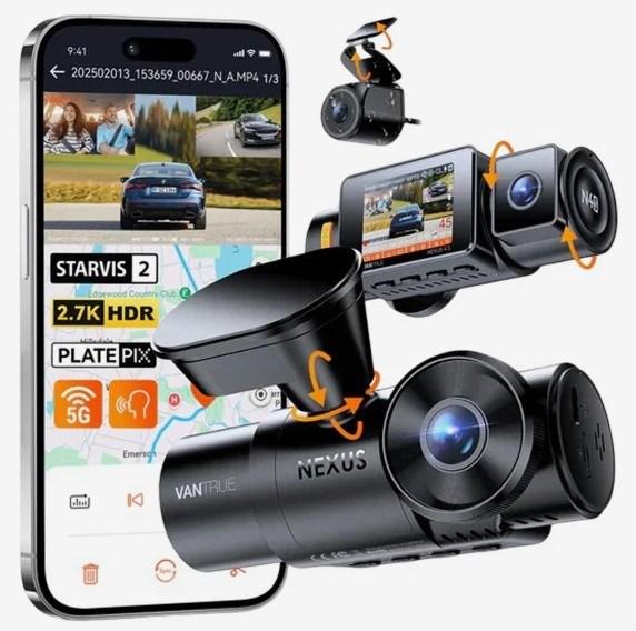 Immagine prodotto Vantrue N4S Nexus 4 S Videorekorder (WiFi, Ricevitore GPS, Display integrato, Accelerometro, Visione notturna, 2.7K)