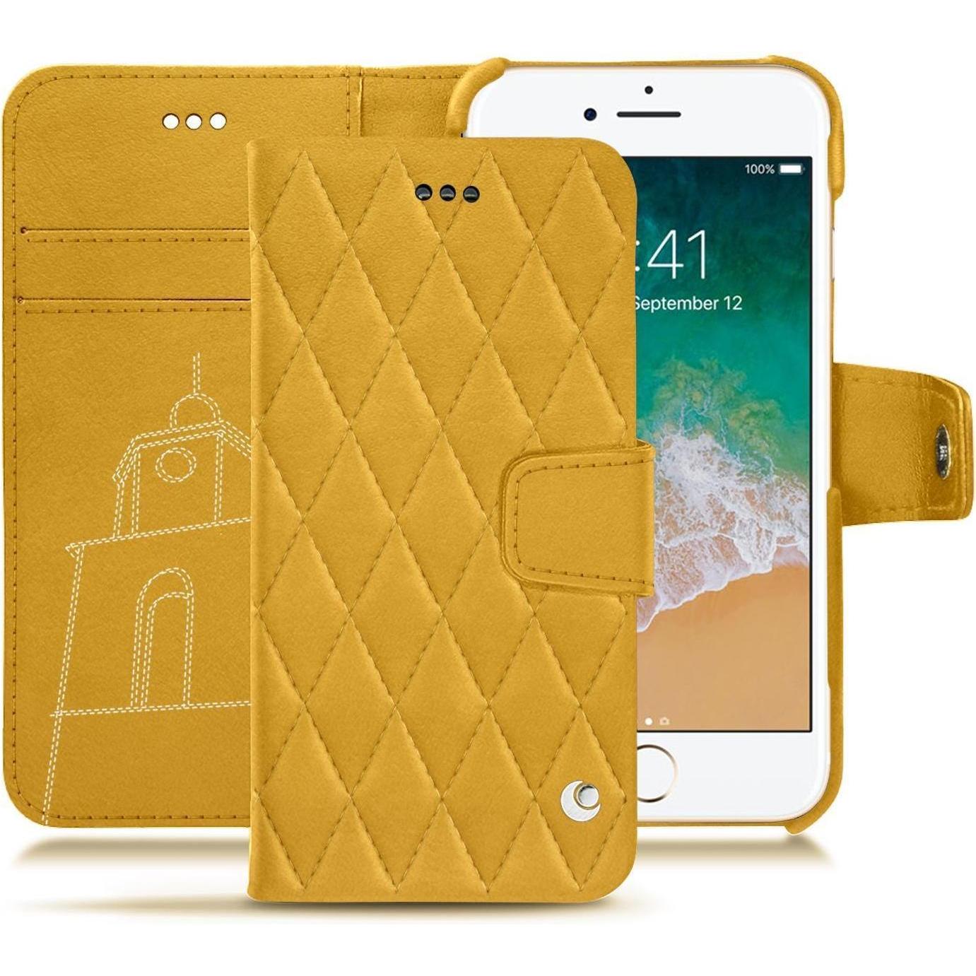 Noreve Lederschutzhülle Wallet (Apple iPhone 7), Smartphone Hülle, Orange