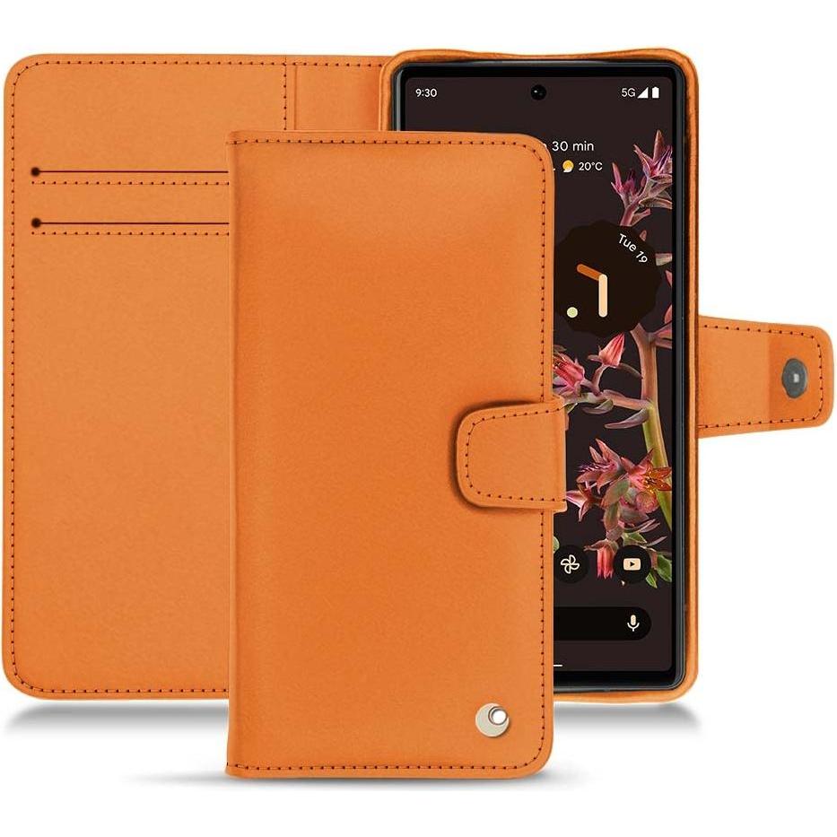 Noreve Lederschutzhülle Wallet (Google Pixel 6), Smartphone Hülle, Orange