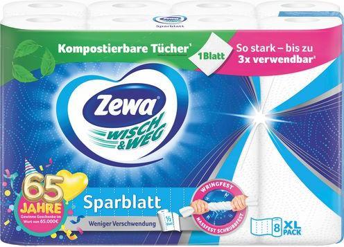 Produktbild Zewa Küchenrollen WISCH&WEG Sparblatt 2-lagig, 8 Rollen (8x)