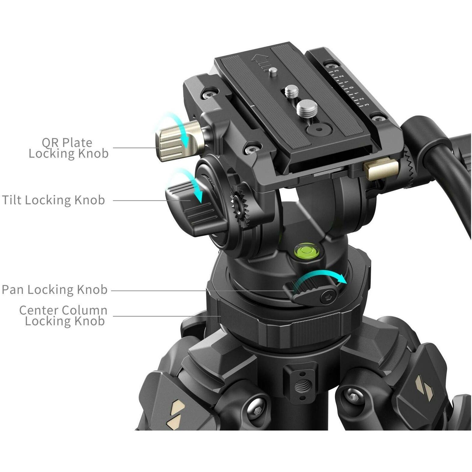 Thumbnail - SmallRig Lightweight Video Carbon Fiber Tripod Kit AD 50 Pro 4420 (Kunststoff, Metall), Stativ, Schwarz