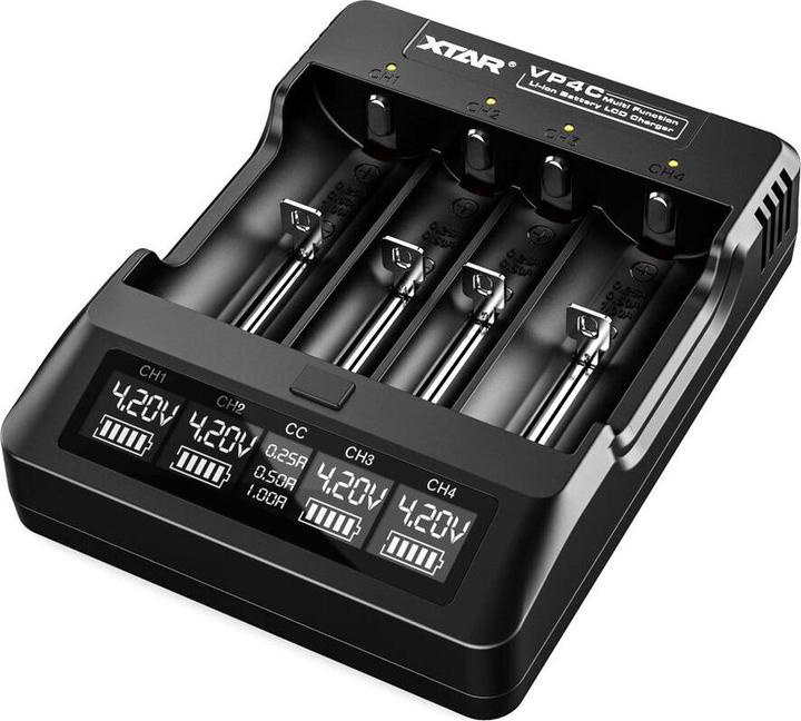 Actual product image Xtar VP4C charger for 18650 batteries (1 pcs., A, C, D, AAA, AAAA, AA)