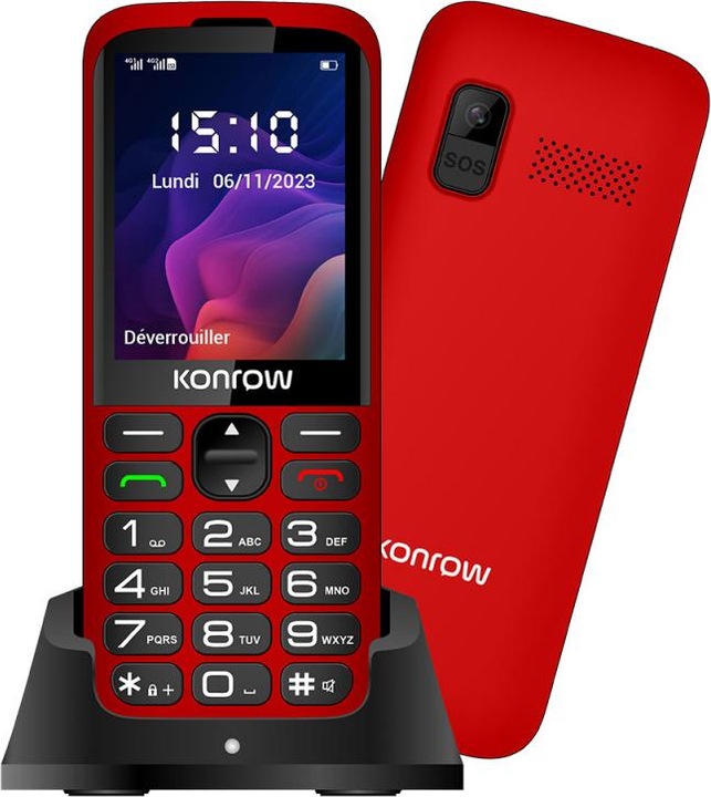 Productafbeelding Konrow Senior 280 Next 4G (2.8" - Dual Sim - Met Oplaadstation) Rood