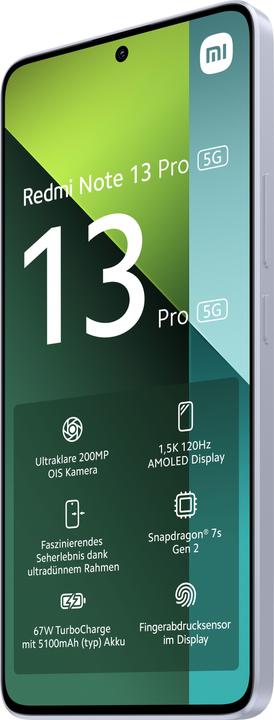 Produktbild Xiaomi Redmi Note 13 Pro 5G (256 GB, Aurora Purple, 6.67", Dual SIM, 200 Mpx, 5G)