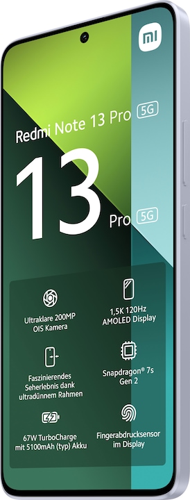 Produktbild Xiaomi Redmi Note 13 Pro 5G (256 GB, Aurora Purple, 6.67", Dual SIM, 200 Mpx, 5G)