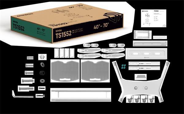 Produktbild Onkron TV mobile stand for 40-70", max45kg, VESA 600x400, shelves, height adjustable, white (45 kg, 40" - 70")