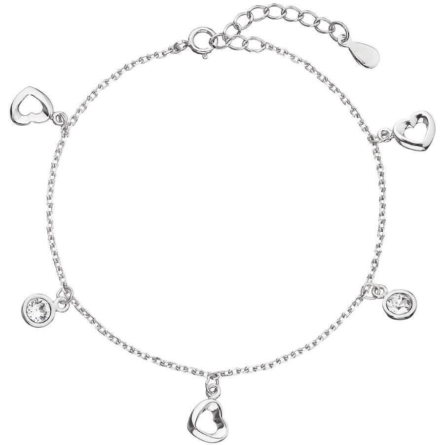 Evolution Group, Armschmuck, Silver bracelet with Swarovski crystals white heart 33110.1 (L)